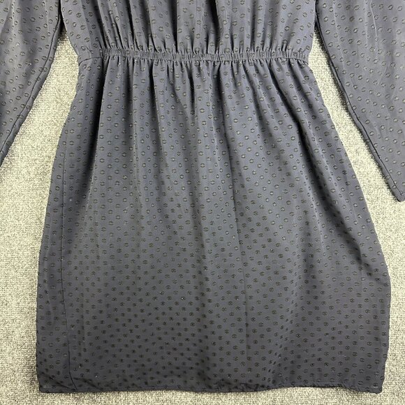J Crew Dress Womens 2 Clip Dot Tulip Hem Navy Blue Lined Pullover Long Sleeve - Picture 8 of 10